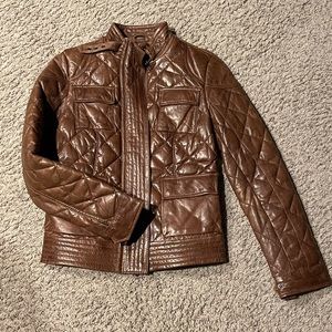 Eddie Bauer goose down leather jacket size small